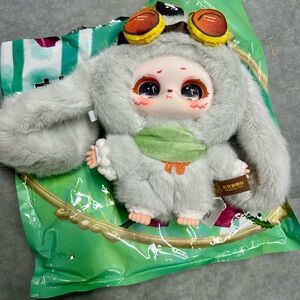 Adorable Gray Samuel Plush Bunny Toy with Goggles